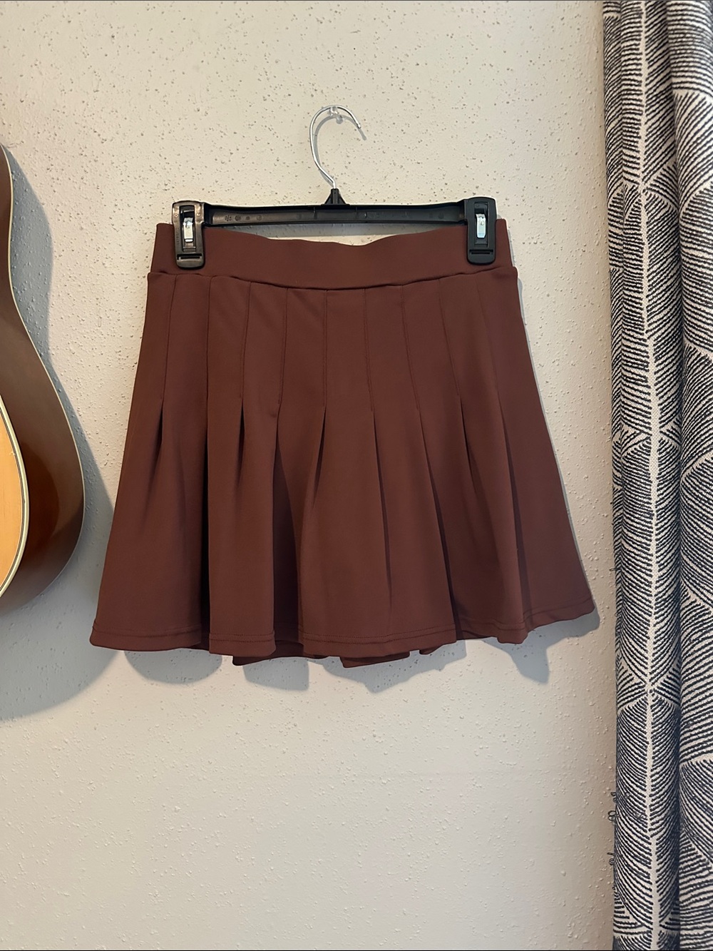 Flattering Pleated Mini Skirt in Rich Brown